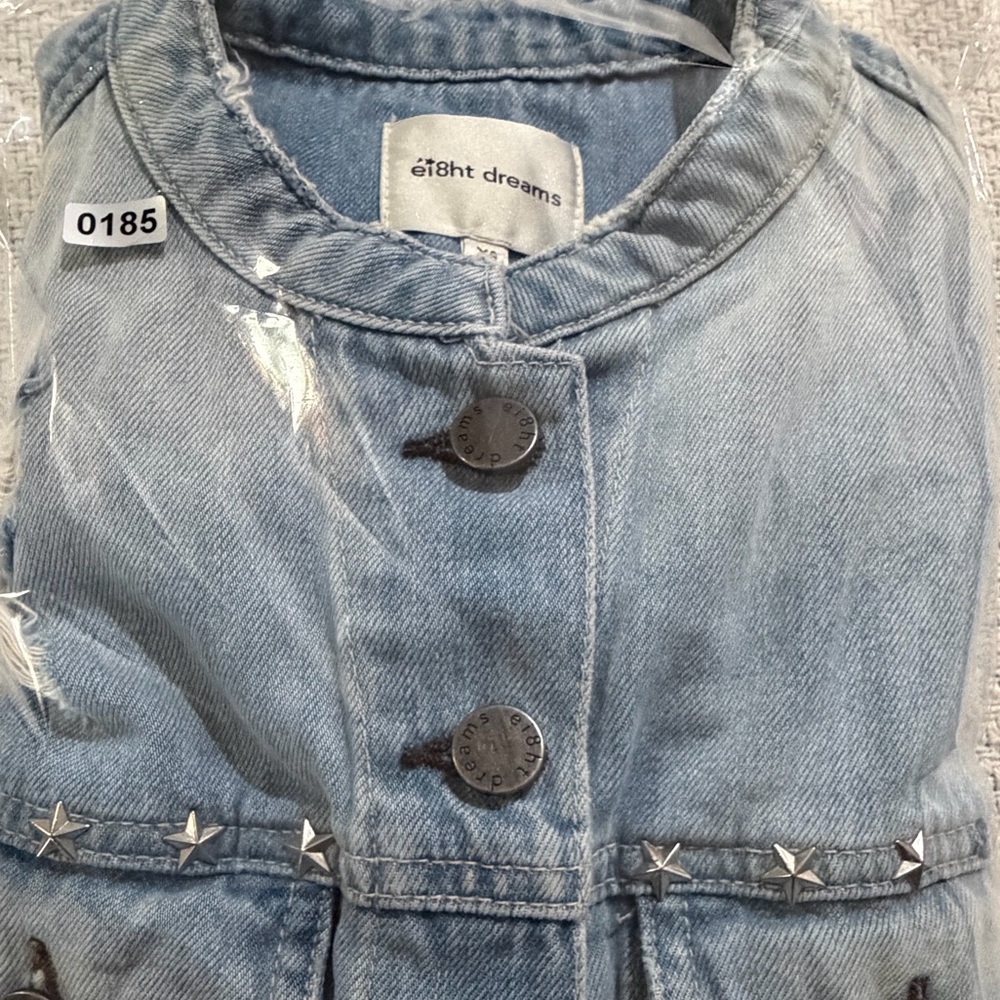 EI8HTDREAMS  STAR STUDDED BAND COLLAR DENIM JACKET - LIGHT BLUE - Picture 16 of 16